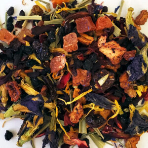 A pile of tea with different colored leaves.