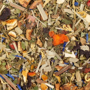 A close up of a pile of Feng Shui Flavored Herbal Tea.