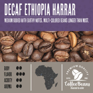 Decaf ethiopia harar coffee beans.