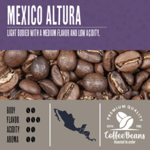 Mexico altura coffee beans.